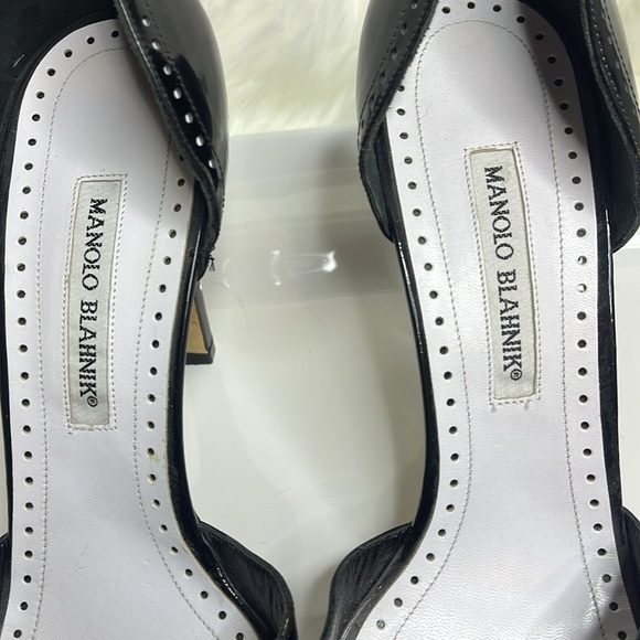 Manolo Blahnik Black Peep-Toe Heels - Picture 9 of 12